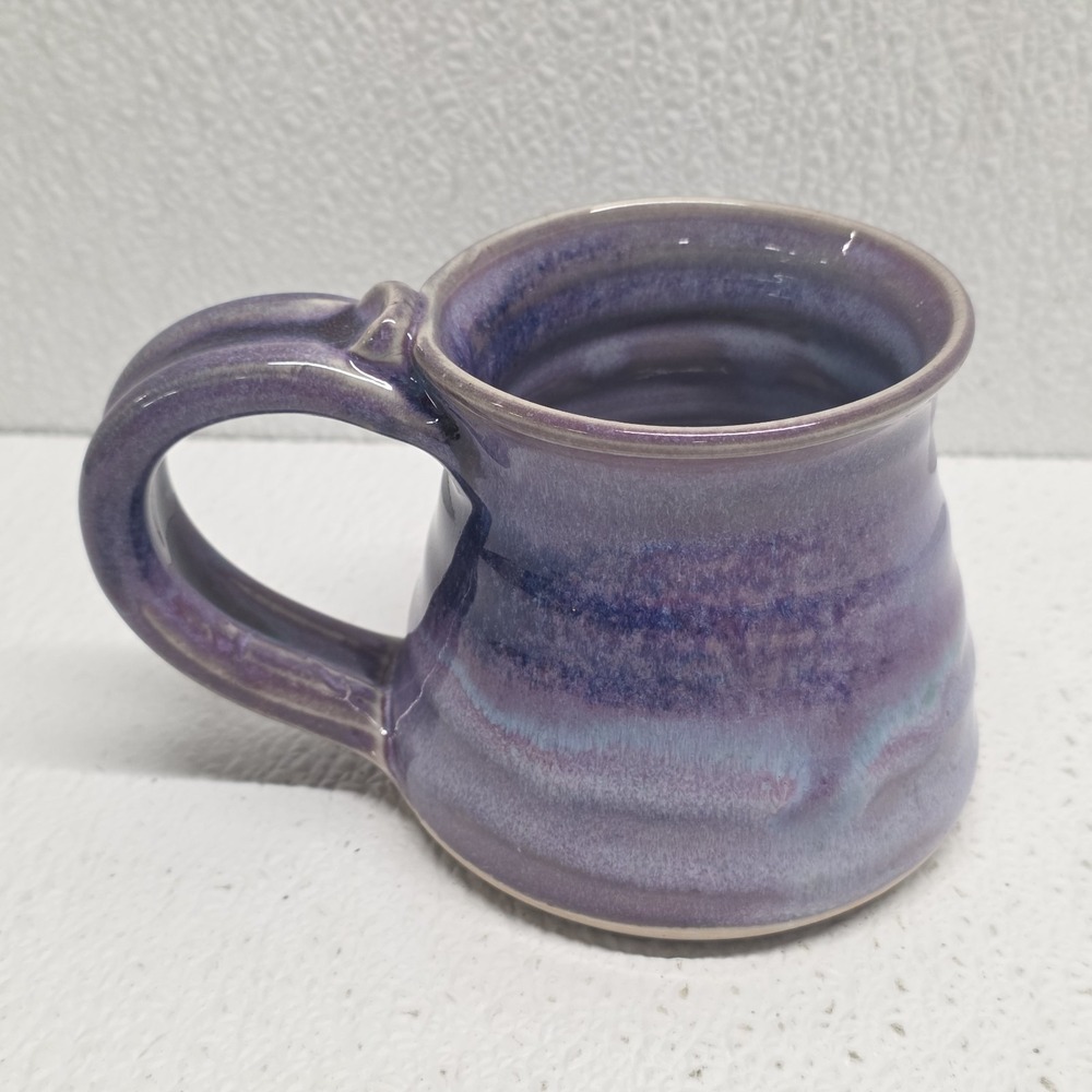 Handcrafted Purple Drip Glaze Pottery Stoneware Mug Artist Signed